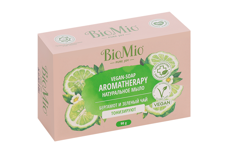 Мыло Biomio Bio-Soap Aromatherapy зеленый чай/эфирное масло бергамота натуральное, 90 г