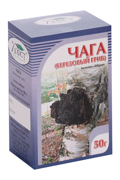Чага (березовый гриб), 50 г, сырье растительное измельченное (пищ)