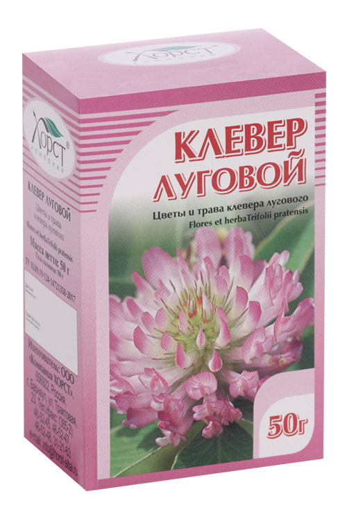 Клевер луговой цветы и трава, 50 г, сырье растительное (пищ)