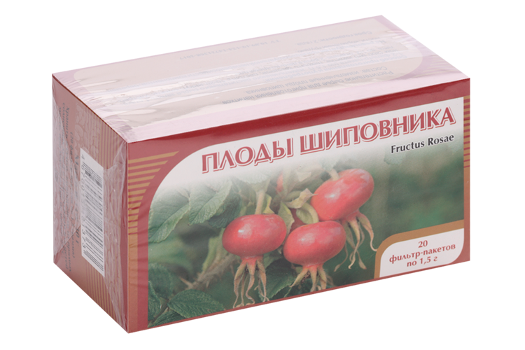 Шиповник плоды, 1,5 г, 20 шт, сырье растительное измельченное ф/пак (пищ)