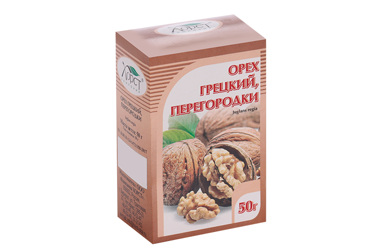 Грецкий орех перегородки, 50 г, сырье растительное измельченное (пищ)