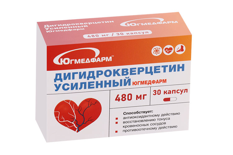 Дигидрокверцетин Усиленный Югмедфарм, 480 мг, 30 шт, капсулы