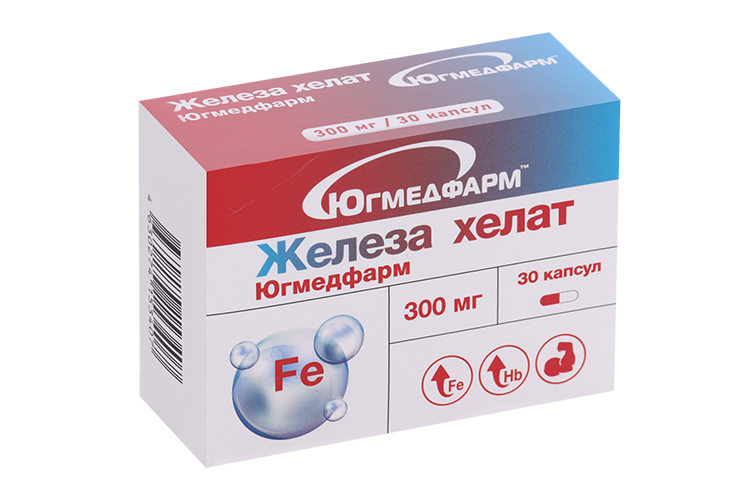 Железа хелат, 300 мг, 30 шт, капсулы
