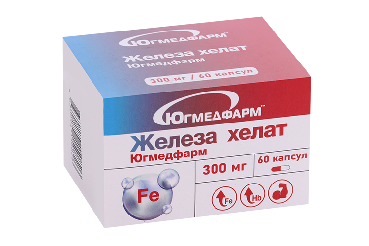 Железа хелат, 300 мг, 60 шт, капсулы