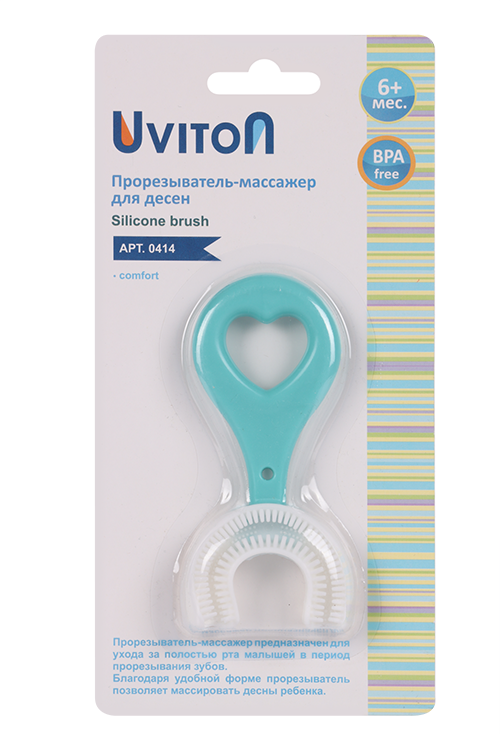 Прорезыватель-массажер Uviton Silicone brush бирюзовый (6-12 мес), (0414)