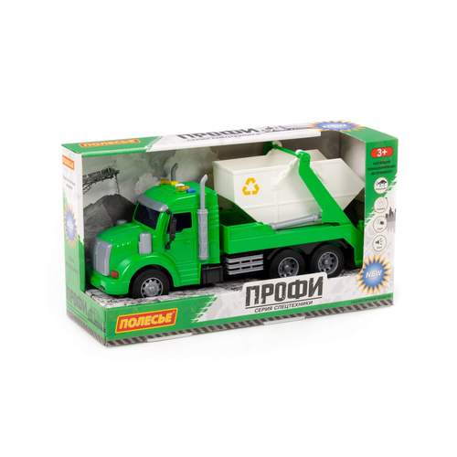 Игрушка Полесье Автомобиль контейнеровоз Профи инерционный со светом и звуком зеленый