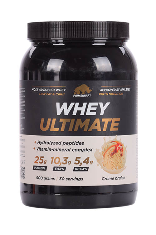 Протеин Prime Kraft Whey с гидролиз пептидами со вкусом Крем-брюле, 900 г