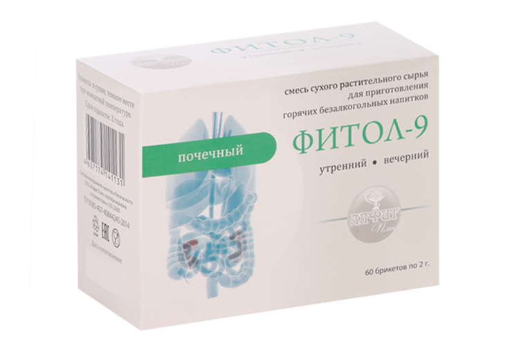 

Фитосбор Алфит Плюс Фитол-9 почечный, 2 г, 60 шт, брикеты