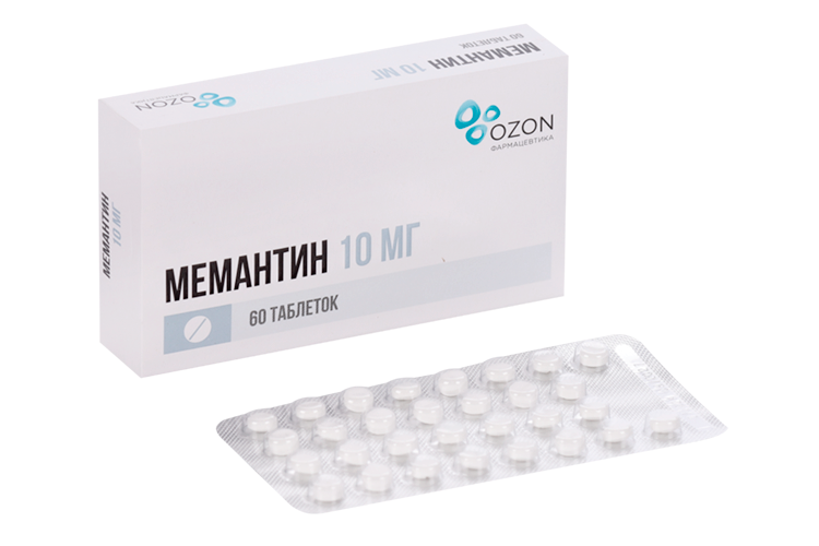 Мемантин 10 мг, 60 шт, таблетки покрытые пленочной оболочкой