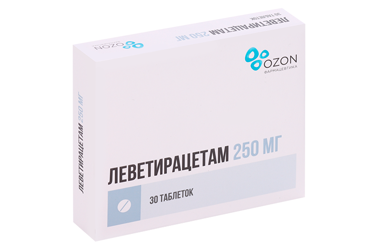 Леветирацетам 250 мг, 30 шт, таблетки покрытые пленочной оболочкой Озон