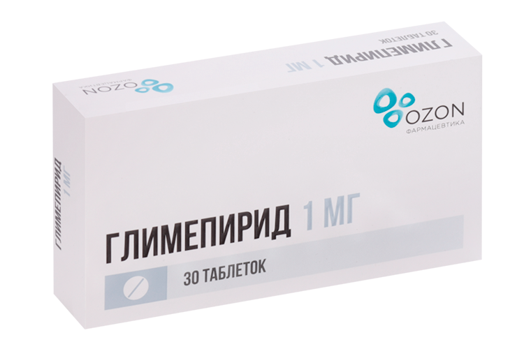

Глимепирид 1 мг, 30 шт, таблетки