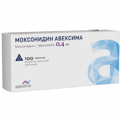 Моксонидин Авексима 0.4 мг, 100 шт, таблетки покрытые пленочной оболочкой