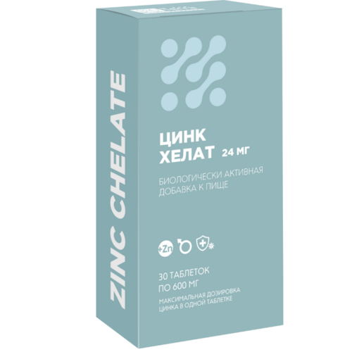 

Цинк Хелат 24 мг, 30 шт, таблетки