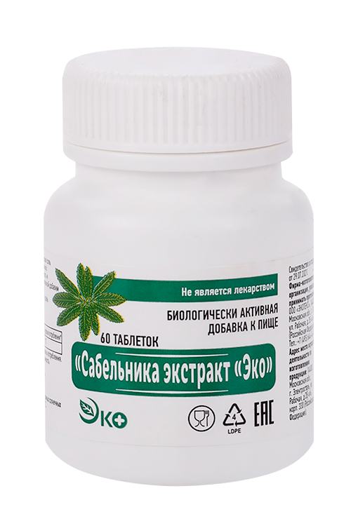 

Сабельника экстракт Эко, 500 мг, 60 шт, таблетки