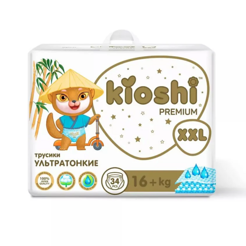 

Подгузники-трусики Kioshi Premium Ультратонкие XXL (16+ кг), 34 шт