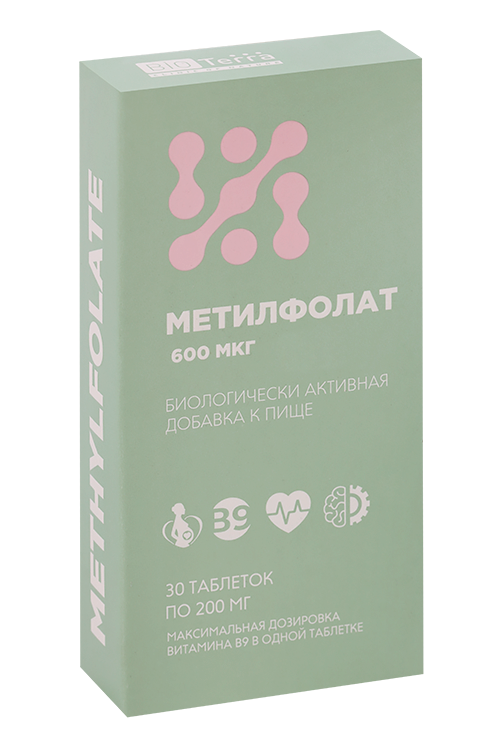 

Метилфолат 600 мг Биотерра, 200 мг, 30 шт, таблетки