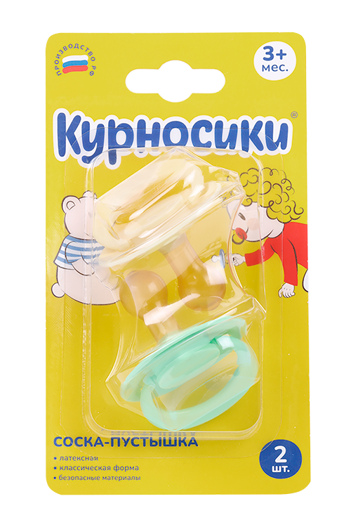 

Соска-пустышка Курносики латекс классич (с 3 мес), 2 шт, (13153)