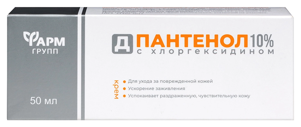 

Крем Д-Пантенол 10% с хлоргексидином, 50 мл