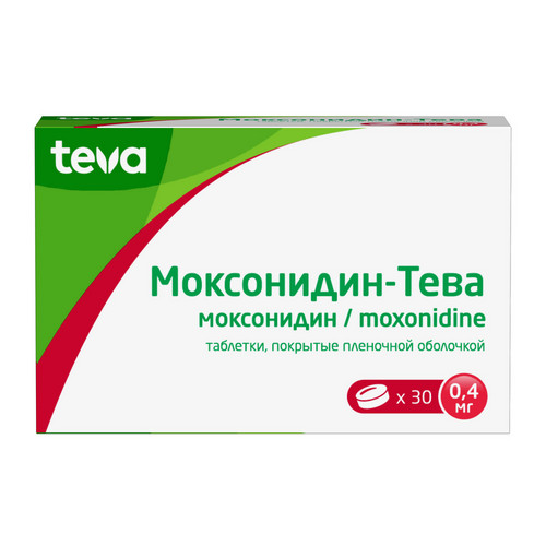 Моксонидин-Тева 0.4 мг, 30 шт, таблетки покрытые пленочной оболочкой