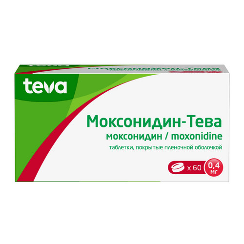Моксонидин-Тева 0.4 мг, 60 шт, таблетки покрытые пленочной оболочкой