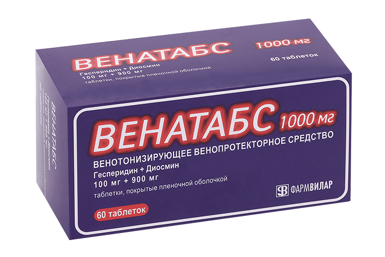 

Венатабс 100 мг+900 мг, 60 шт, таблетки покрытые пленочной оболочкой