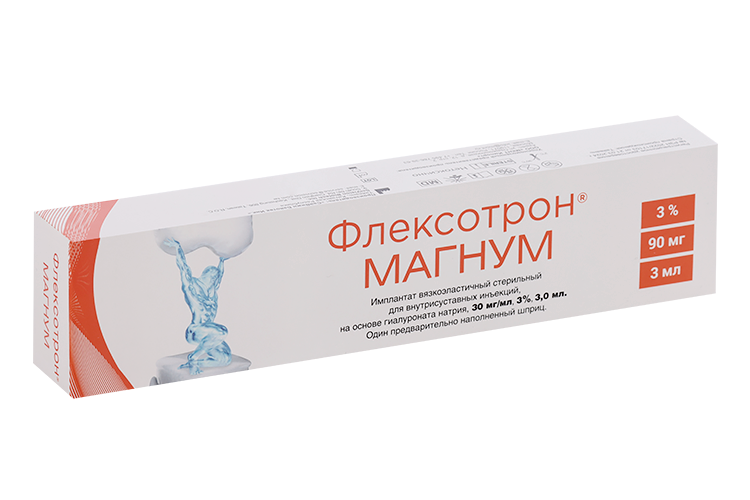

Флексотрон Магнум на основе гиалуроната натрия 3% 30 мг/мл, 3 мл