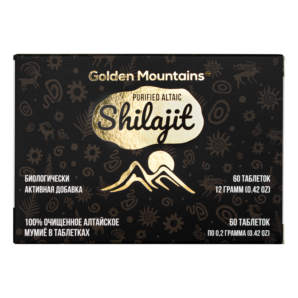 Мумие натуральное очищенное GoldenMountains, 60 таблеток х 200 мг