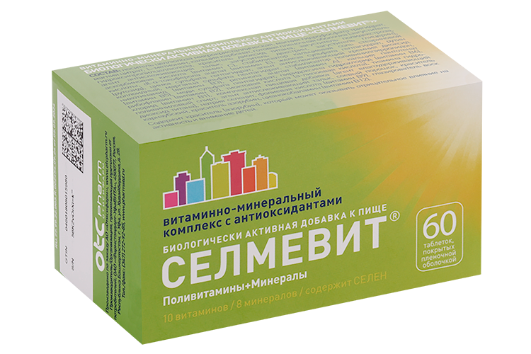 

Селмевит, 60 шт, таблетки покрытые оболочкой БАД