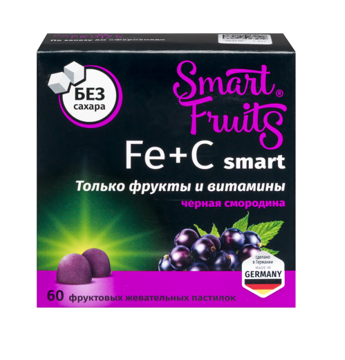 

Fe+С смарт Smart Fruits черная смородина, 60 шт, пастилки жевательные