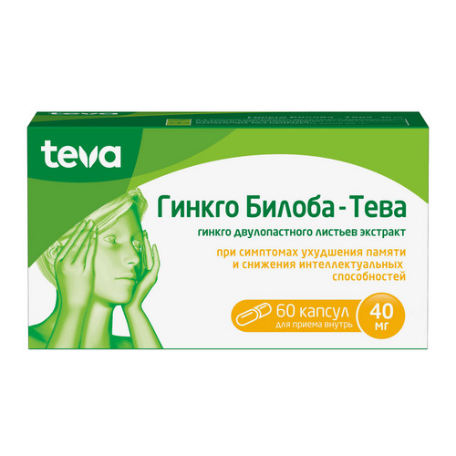 Гинкго Билоба-Тева 40 мг, 60 шт, капсулы