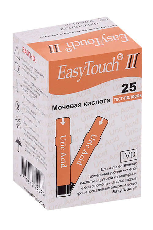 

Тест-полоски EasyTouch II на мочевую кислоту, 25 шт