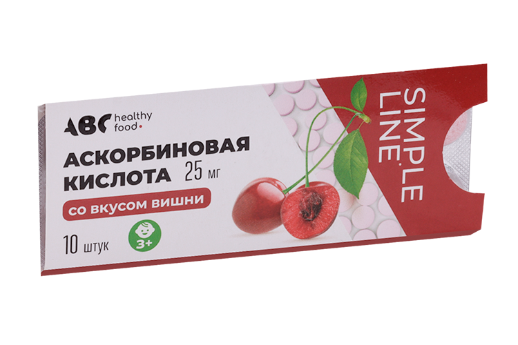 Аскорбиновая кислота АВС хэлси фуд со вкусом вишни, 10 шт, таблетки