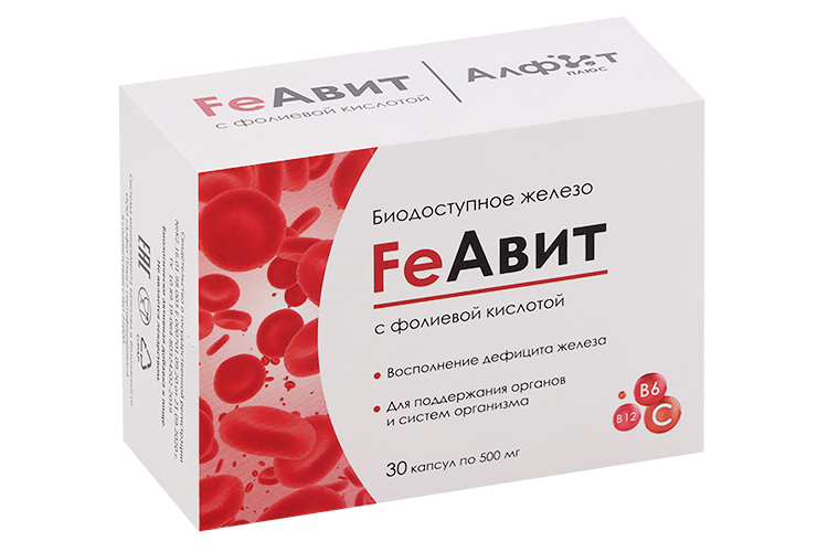 

FeАвит с фолиевой кислотой Алфит Плюс, 30 шт, капсулы (4607174144101)