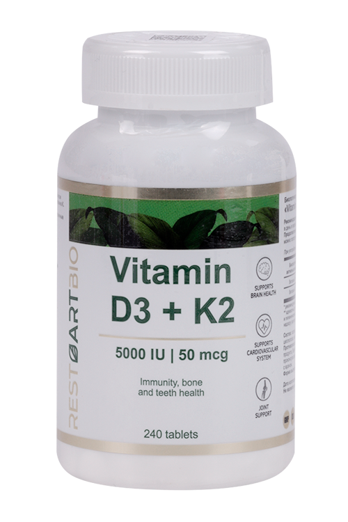 

Витамин D3 5000ME+K2 RestartBio, 240 шт, таблетки