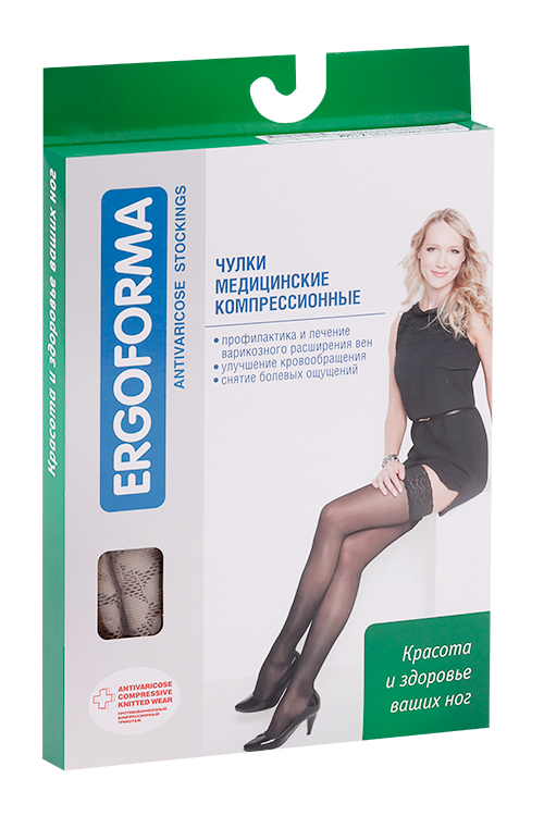 

Чулки ERGOFORMA компр антиварикоз женские р 2, телесный