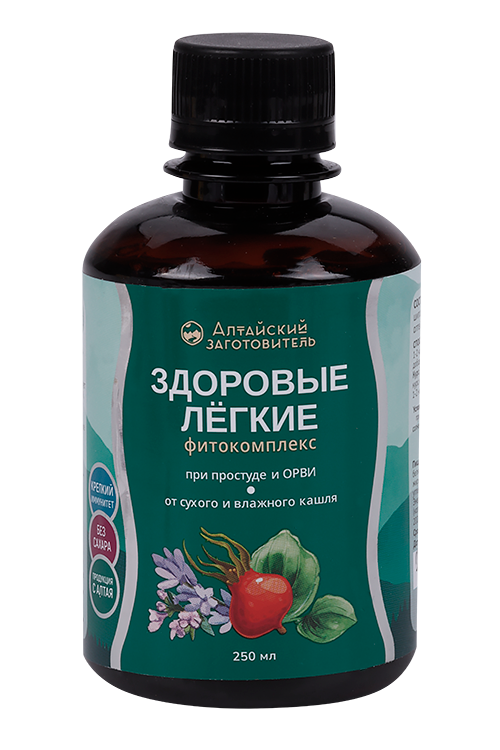 

Фитокомплекс Алтайский заготовитель Здоровые легкие, 250 мл