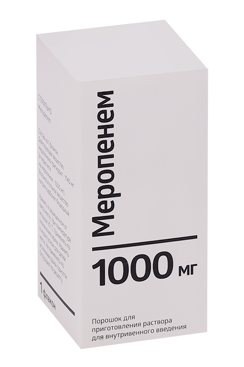 

Меропенем 1000 мг, порошок для приготовления раствора для внутривенного введения
