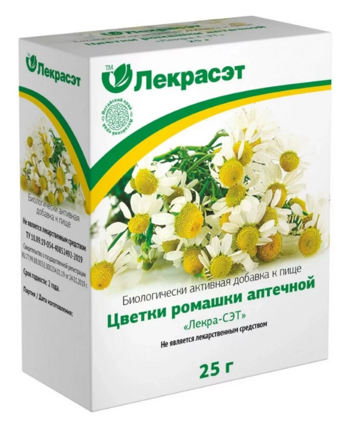 Цветки Ромашки аптечной Лекра-сэт, 25 г, БАД