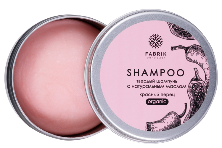 Шампунь твердый для волос с натуральным маслом Красный перец 55 г Fabrik Cosmetology