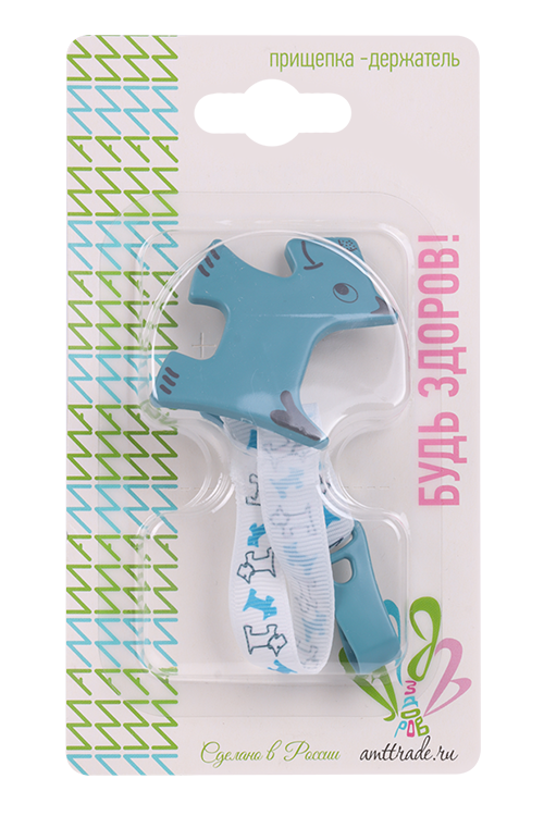 Прищепка-держатель Будь здоров д/соски-пустышки собачка с лентой тип 1