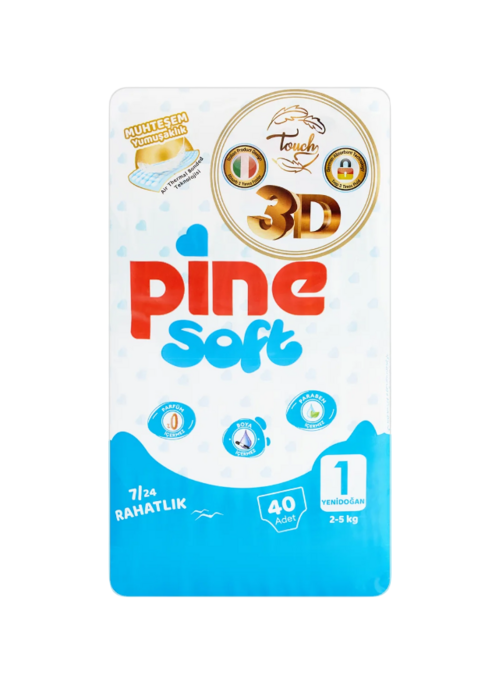 Подгузники детские 1 Pine Soft 3D Newborn 2-5кг 40 шт 448₽