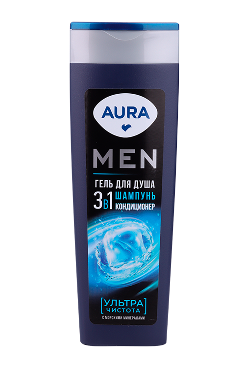 Гель д/душа AURA Men 3в1 Ультра чистота, 380 мл