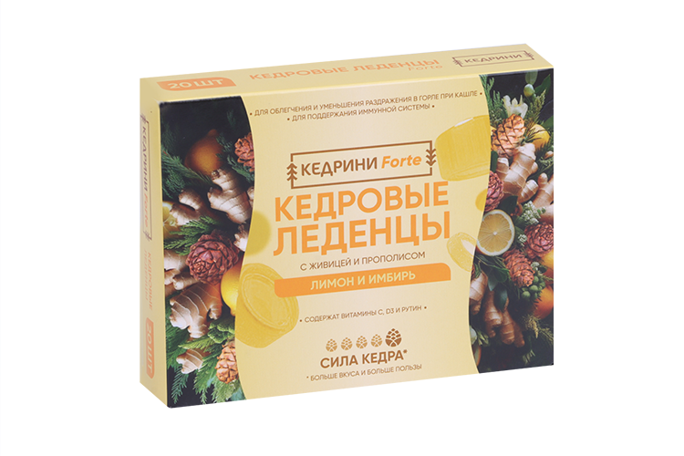 

Леденцы Кедровые Кедрини Forte с живицой и прополисом лимон/имбирь, 3,2 г, 20 шт