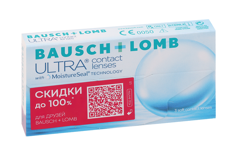 Линзы BauschLomb Ultra контактные R 85 диоптрия 000 3 шт 1659₽