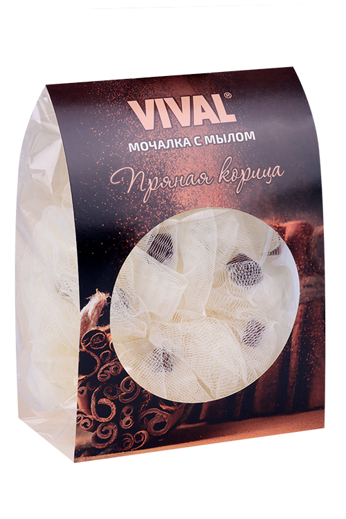 

Мочалка VIVAL с мылом с ароматом корицы 75 г