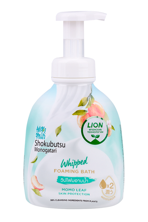 Гель-пена д/душа LION Shokubutsu с экстрактом листьев момо, 450 мл