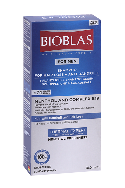 Шампунь BIOBLAS For Men п/выпадения п/перхоти с ментол/компл В19, 360 мл