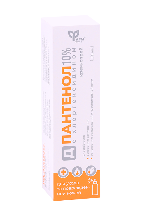 

Крем-спрей Д-пантенол 10% Фармгрупп с хлоргексидином, 100 мл