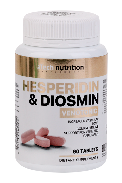 Венотоник aTech Nutrition диосмингесперидин 800 мг 60 шт таблетки 788₽
