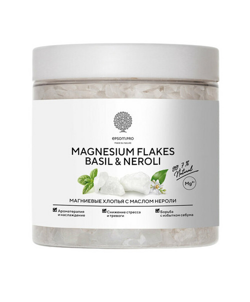 

Хлопья магниевые Salt of the Earth с маслом нероли/базилика, 400 г